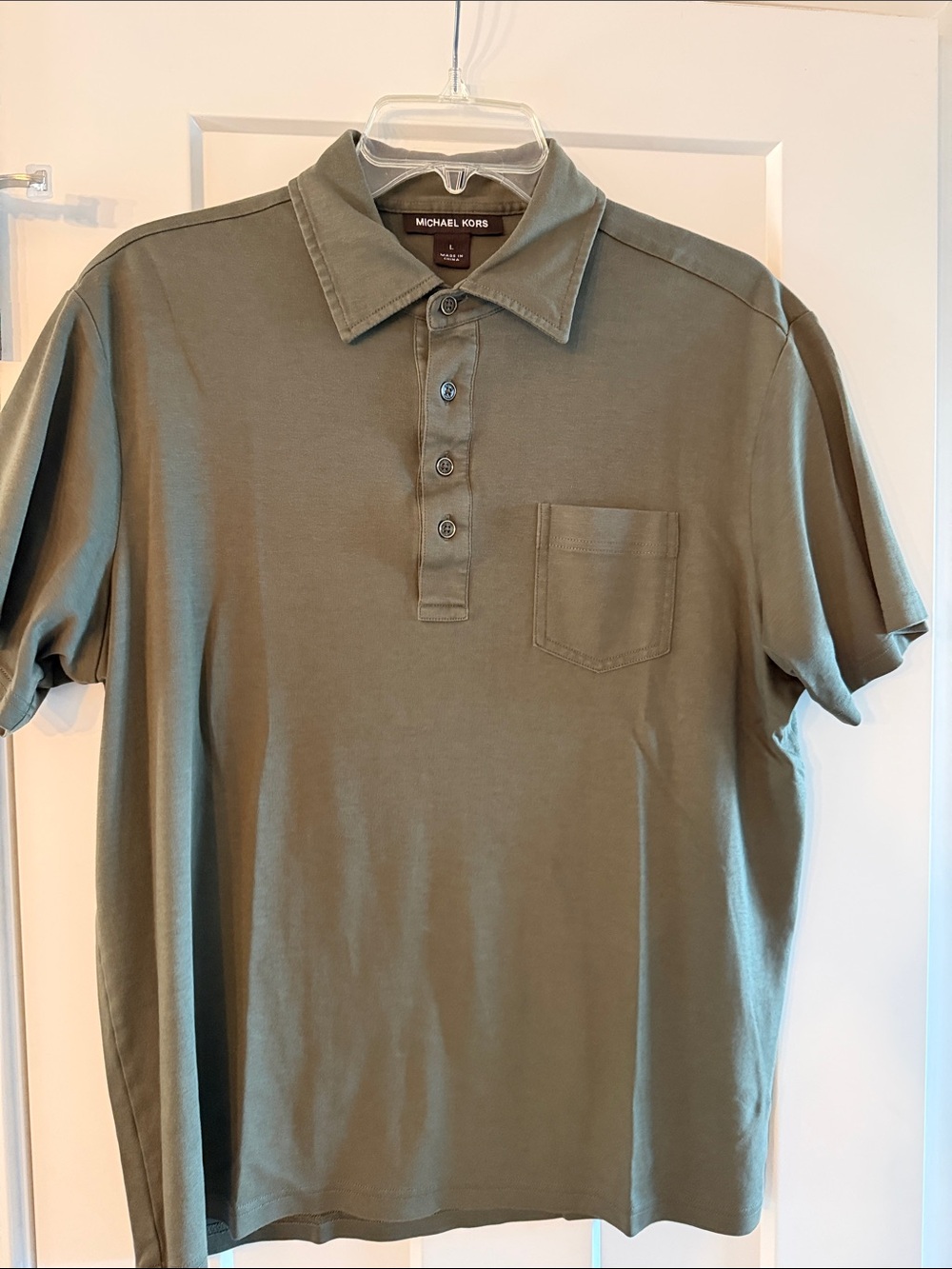 Michael Kors Men's Olive Polo with Chest Pocket